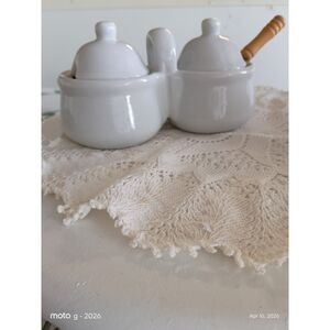 ~Vintage~ Houston Harvest Double Condiment Server White Glaze